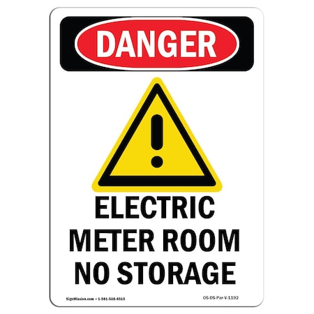 Signmission Safety Sign, OSHA Danger, 18" Height, Rigid Plastic, Electric Meter Room, Portrait OS-DS-P-1218-V-1192